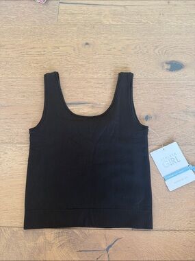 Athleta Girl Black Ribbed Scoop-Neck Tank